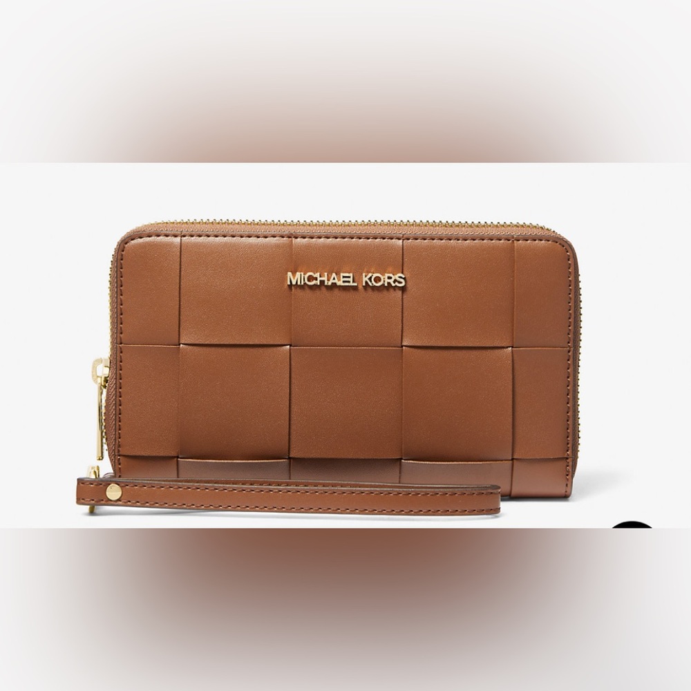 Michael Kors Jet Set Travel Woven Leather Wristlet